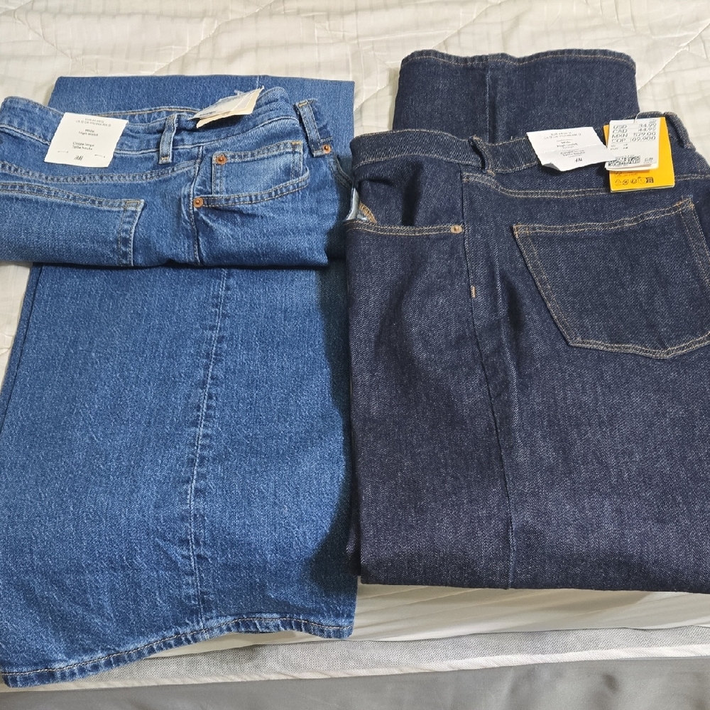 H&M Classic Blue Denim Jeans. New, 2 Pairs. Womens 12, Discounted Shipping